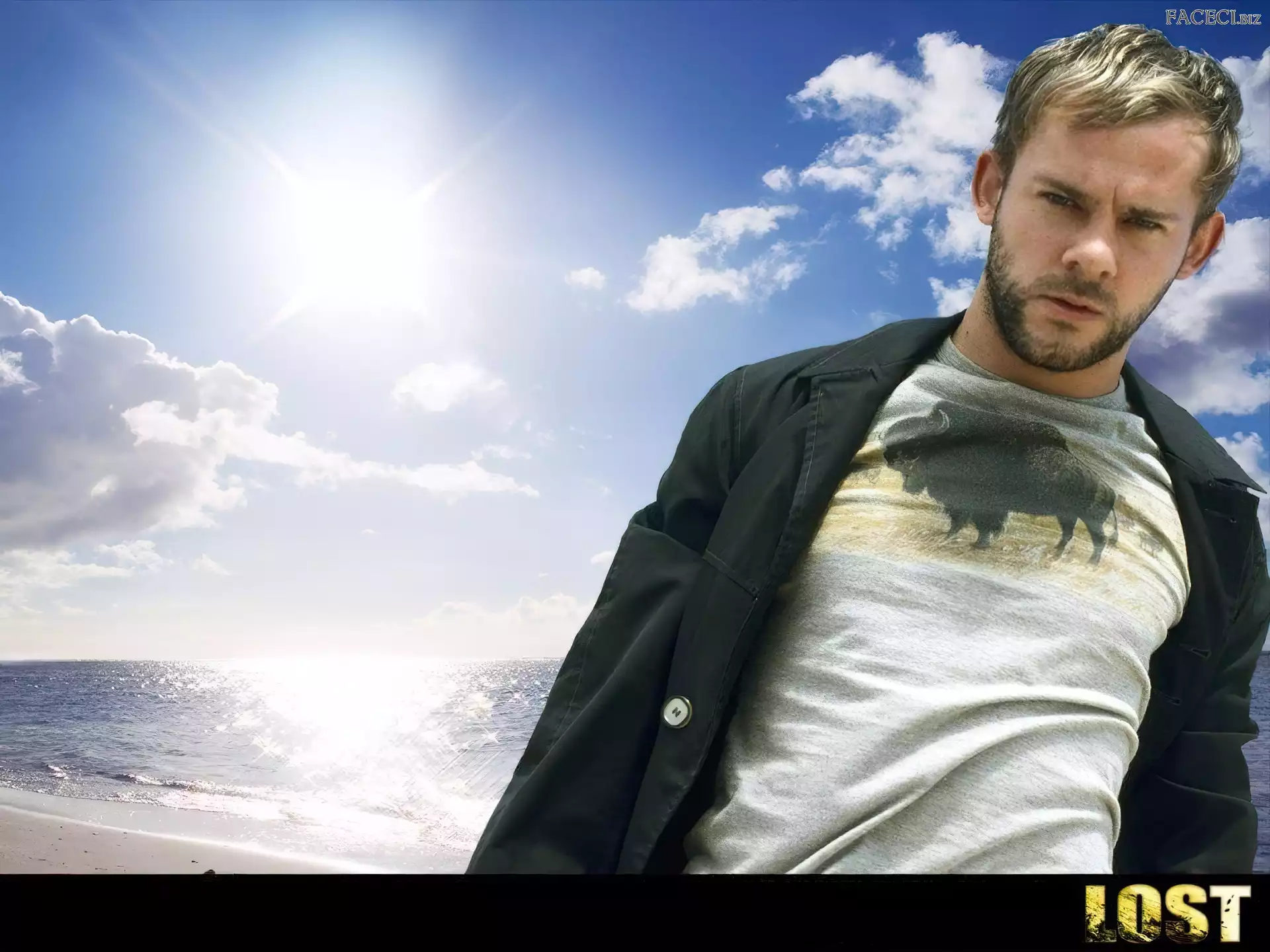 niebo, ocean, Dominic Monaghan, Filmy Lost, słońce
